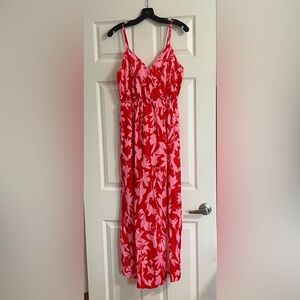 SHEIN Red and Pink Floral Maxi Dress